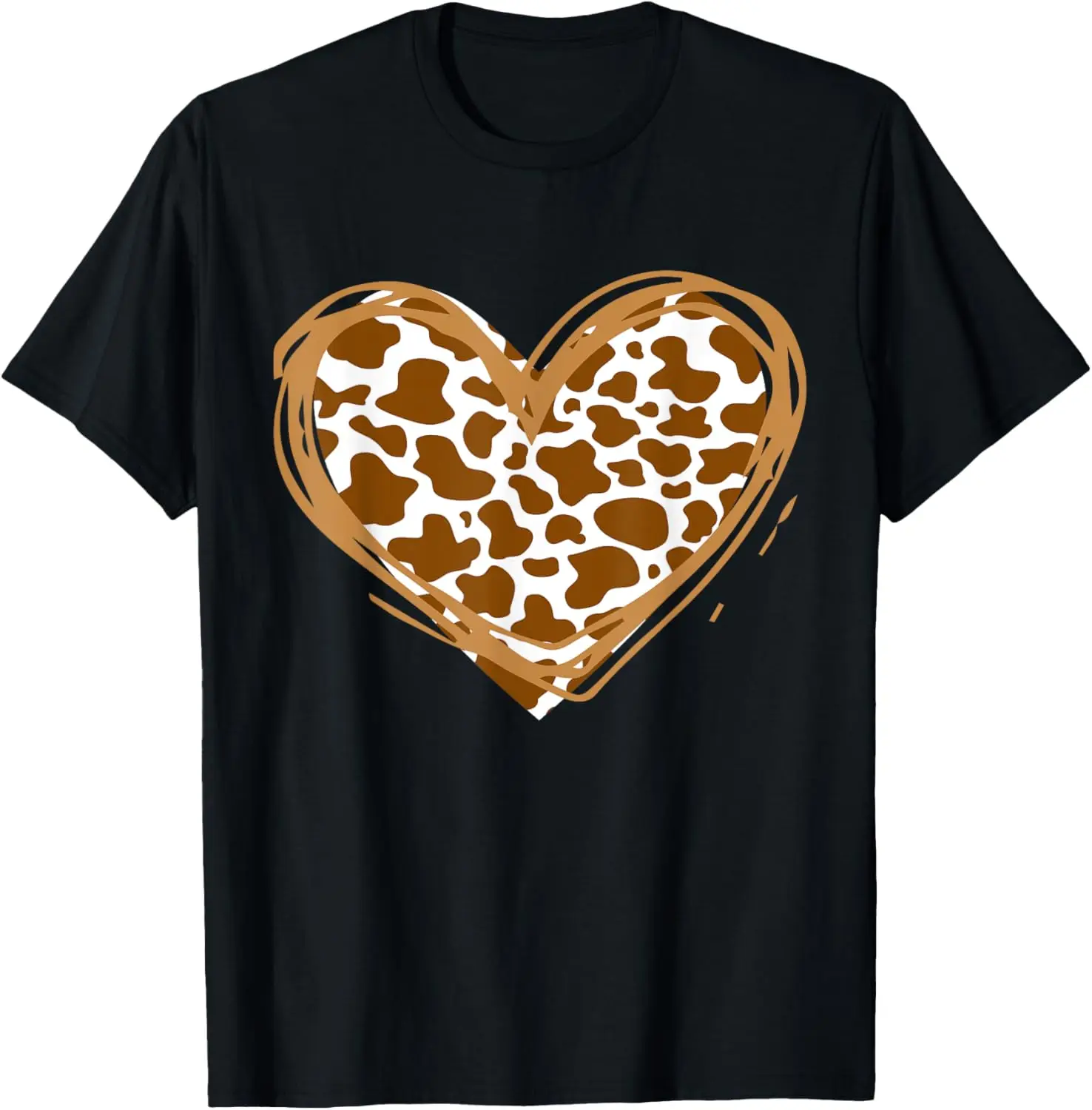 Herzbraunes Kuhmuster für T-Shirt für Kuhliebhaber