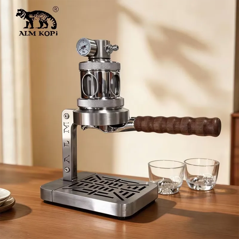 ALMKOPi Portable Manual Coffee Machine With Pressure Gauge Stainless Steel Home Coffee Machine