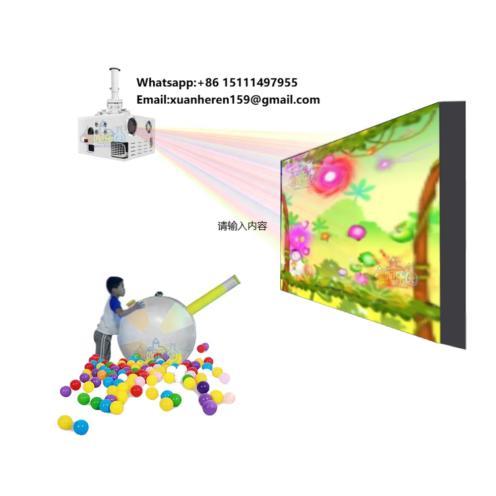 Interactive 3D Wall Shooting Ball Game Indoor Children's Augmented Reality Projector for Home Trampoline Park Facilities