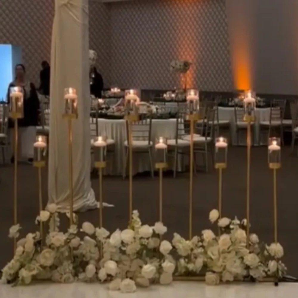 

4 шт.) D100x120 см высота) свадебные декоры сценические украшения высокая металлическая подставка для цветов золотой акриловый цилиндр форма свадебные центральные элементы