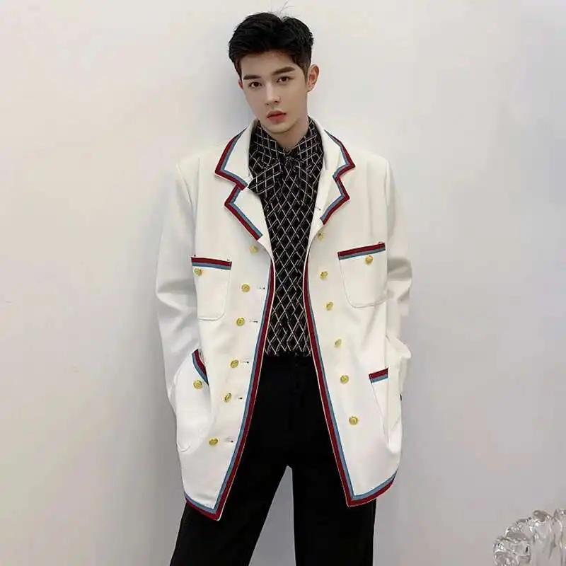 LUZHEN 2025 Spring New Original Edge Color Contrast Splicing Design Korean Version Casual Blazer Coat Men Elegant Jacket LZ1273