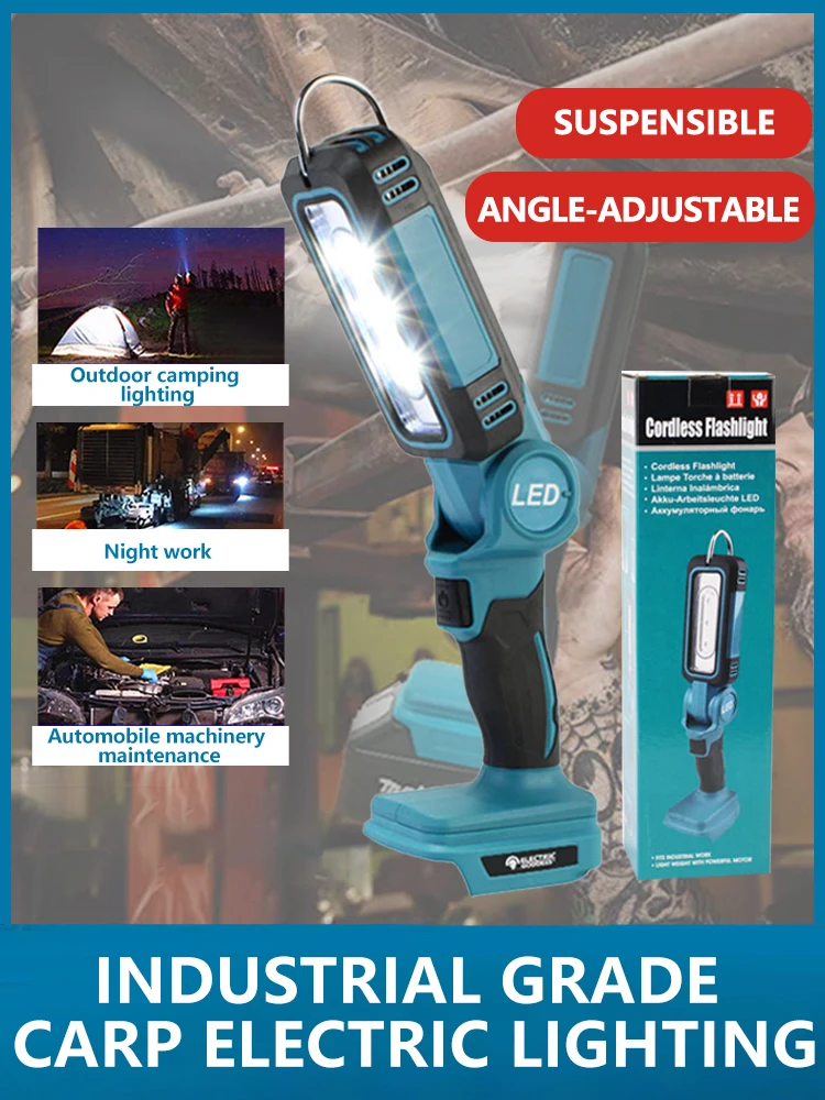 Lampes de travail de déesse électrique LED, budgétaire portable extérieur, budgétaire pour camping-car, travail de nuit, pêche, batterie Makita, 18V