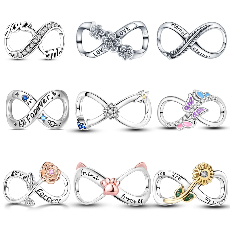 New 925 Sterling Silver Infinite Love Butterfly Flower Charms Beads For Women Fit Original Bracelet DIY Jewelry Gifts