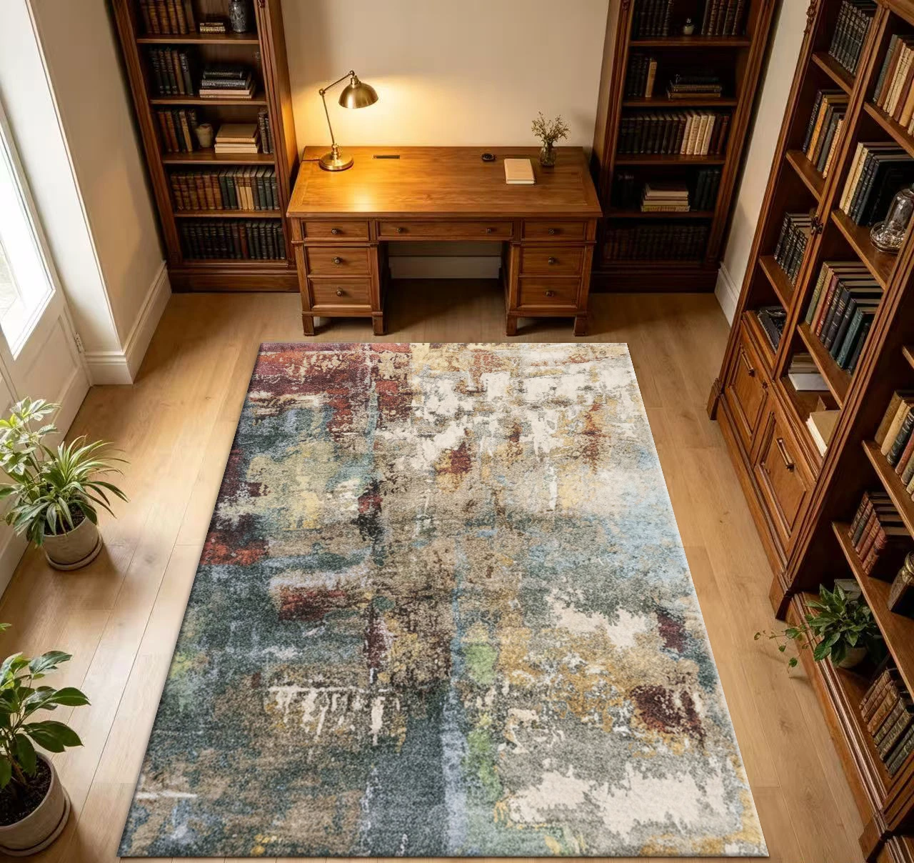 Vintage Multi‑Color Distressed Carpet Flooring Retro Art Texture Home Living Room Bedroom Rug