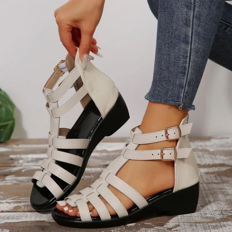 Women Rome Wedges Sandals 2024 Summer High Heels Shoes New New Designer Open Toe Dress Shoes Walking Beach Sandals Zapatos Mujer