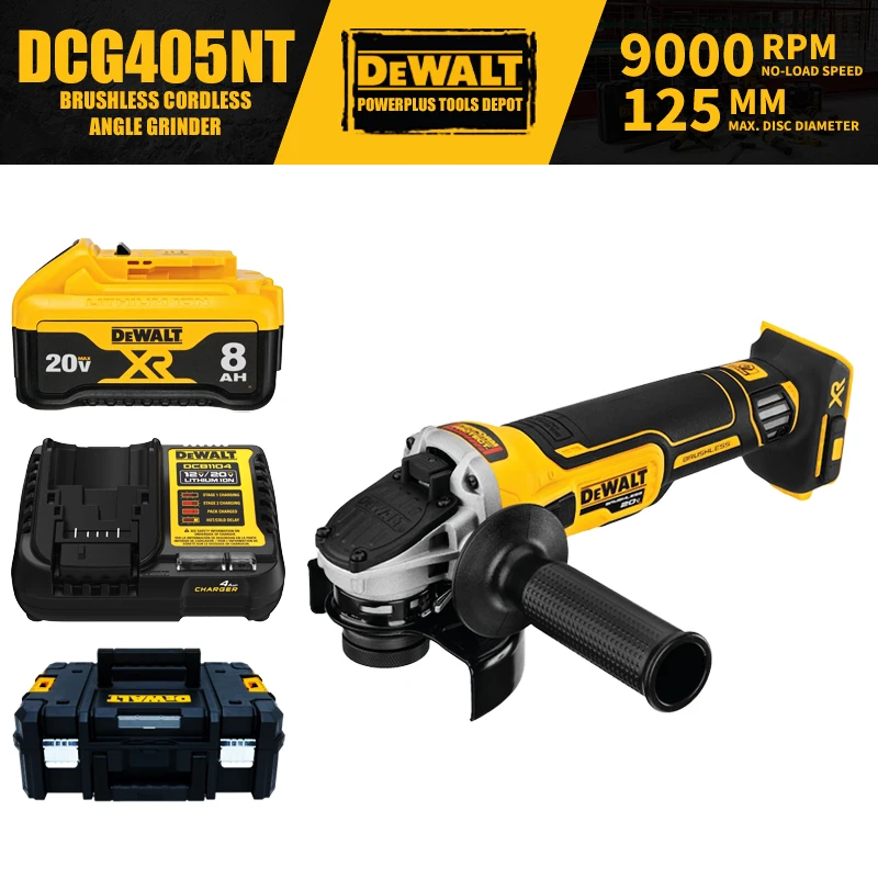 DEWALT DCG405NT Kit 125MM Brushless Cordless Slide Switch Small Angle Grinder With Kickback Brake 20V Tools With Battery Charger