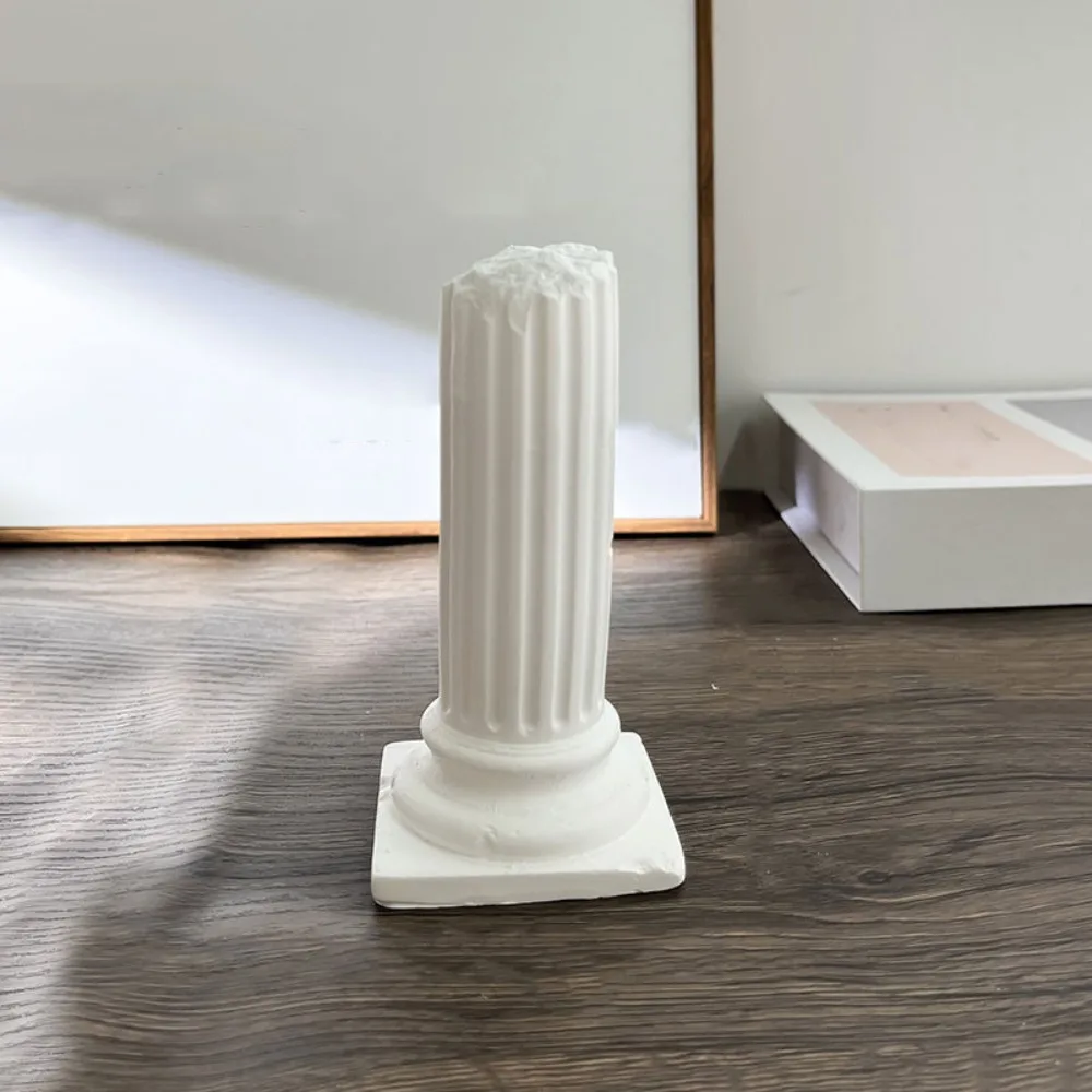 

Luxury Roman Column Ring Stand White Gypsum European Style Vintage Plaster Ring Holder Home Ornaments Jewelry Display Stand