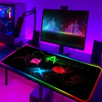 Alfombrilla de ratón LED para juegos con retroiluminación, alfombrilla de escritorio PSFour, decoraciones de escritorio RGB para jugadores, alfombrilla de ratón para ordenador, alfombrilla completa para jugadores de Pc