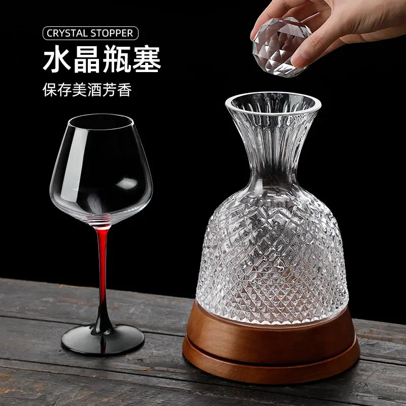 Luxury Crystal Red Wine Decanter Set with Fast Vortex Aerator Elegant Rotating Dispenser for Home Bar Premium Glassware Gift