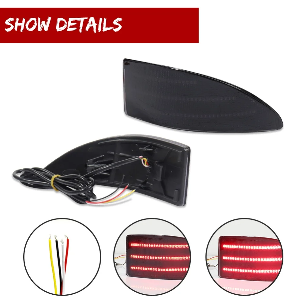Red LED Rear Bumper Reflector Tail/Brake Lights Rear Fog Lights w/ Dynamic Blinker Turn Signal For Lexus IS250 IS350 2006-2013