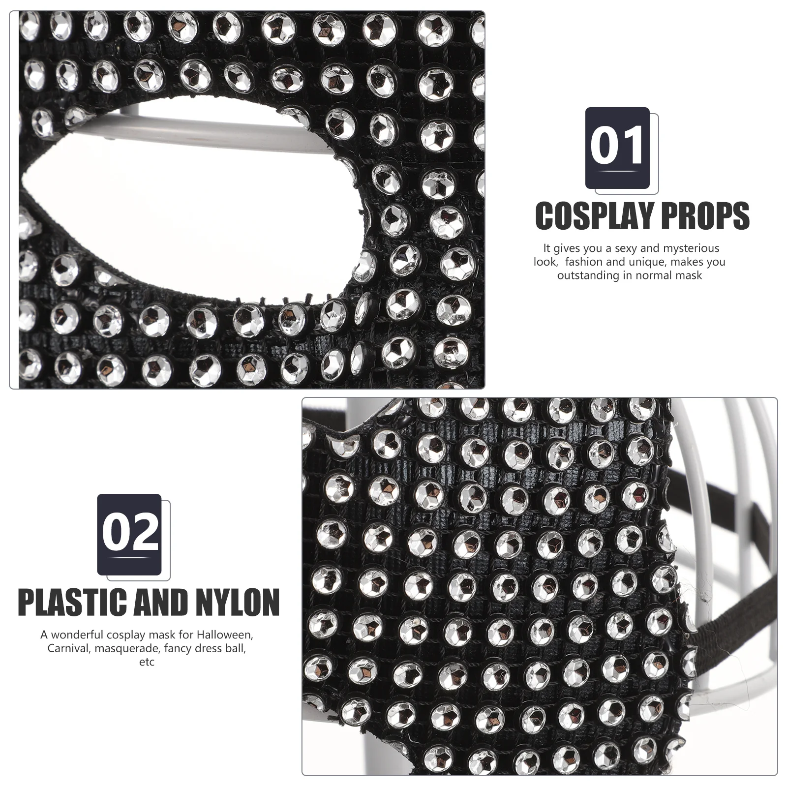 

Cat Mask Halloween Half Face Cosplay Mask Adjustable Ring Durable Material Party Prop Masquerade Cat Masks