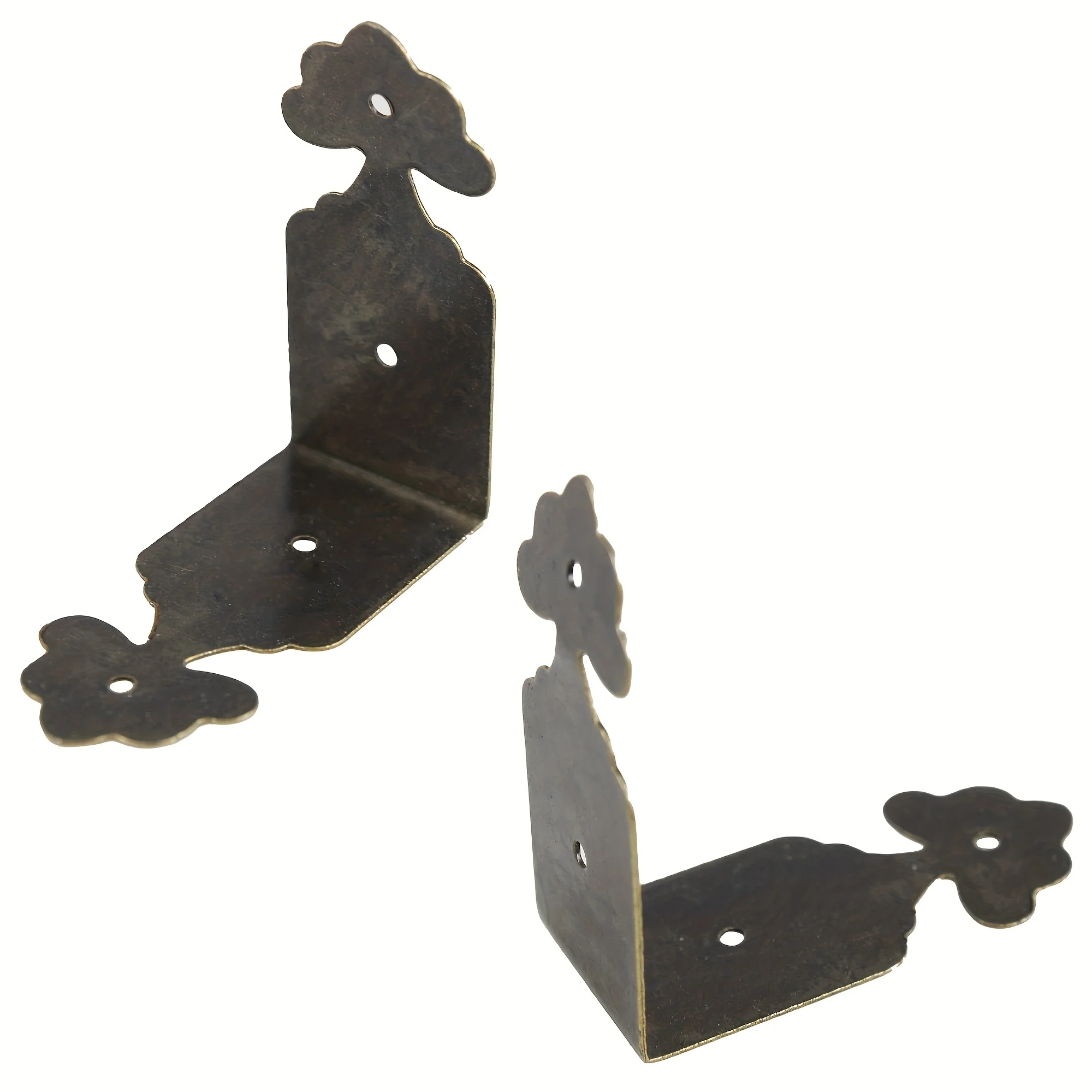 4pcs Metal Corner Protectors, Retro Bronze Right Angle Cover for Furniture Jewelry Box