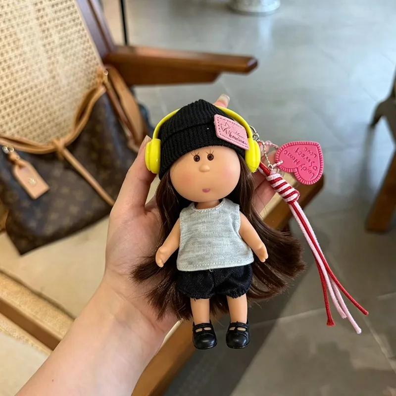 14cm Mia Potato Doll Cute Spanish Cartoon Girl Doll with Long Bows DIY Bag Pendant Ornament Kids Gift