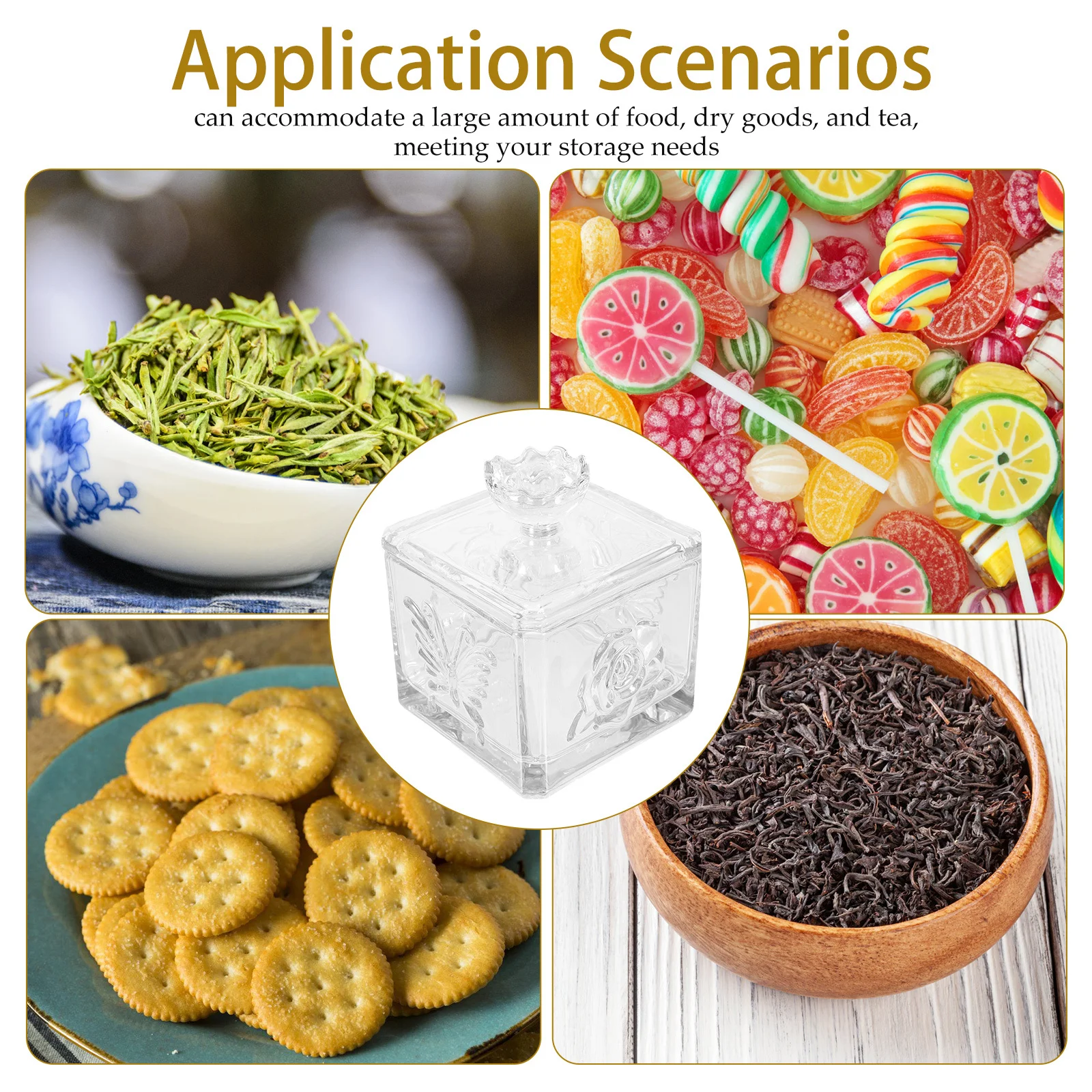 

Large Capacity Food Sealing Box Glass Sealed Storage Container Moisture Proof for Tea Coffee Sugar Candy Kitchen Canisters