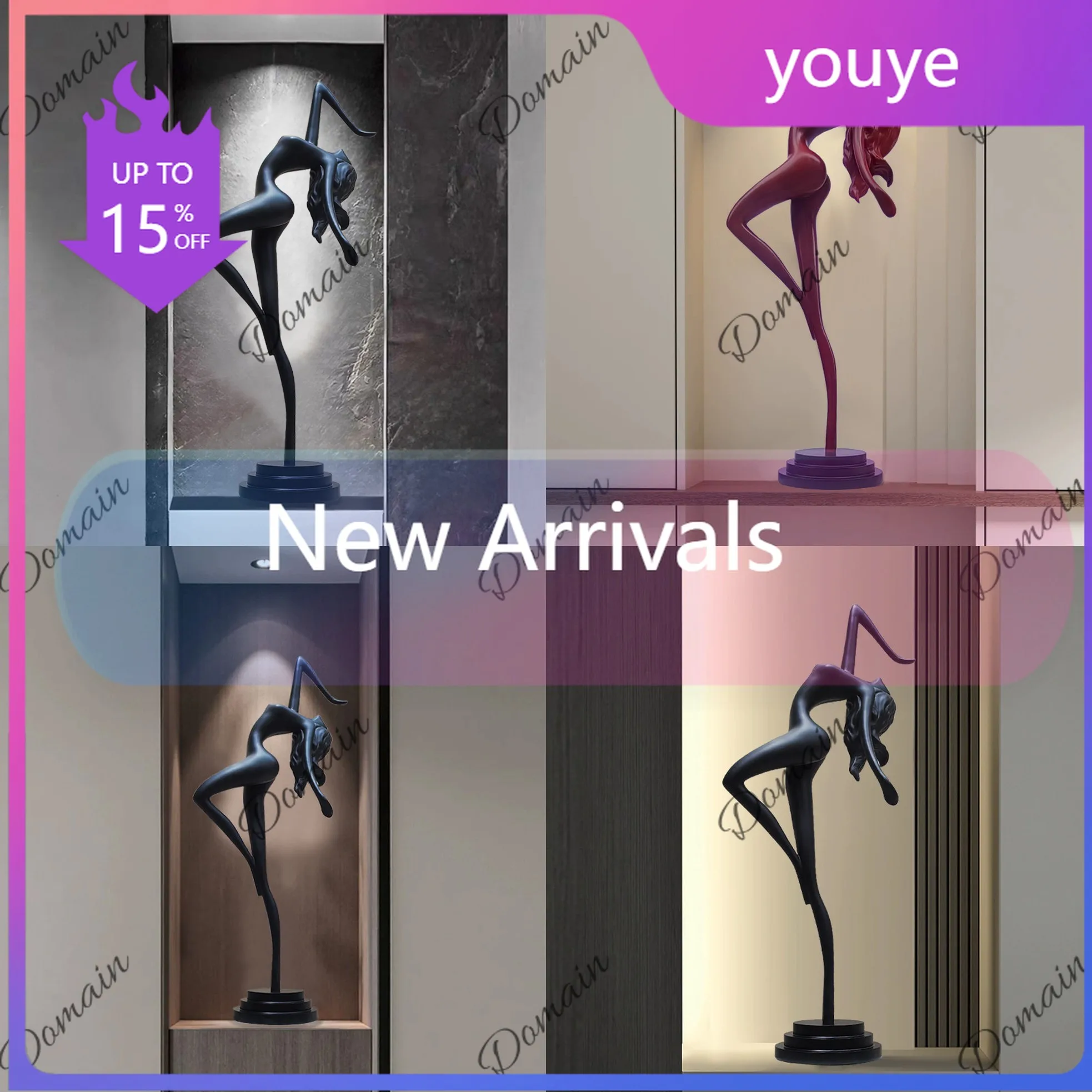 J81 Light Luxury Italian Abstract Figure Sculpture Floor Entrance Decor Art for Living Room