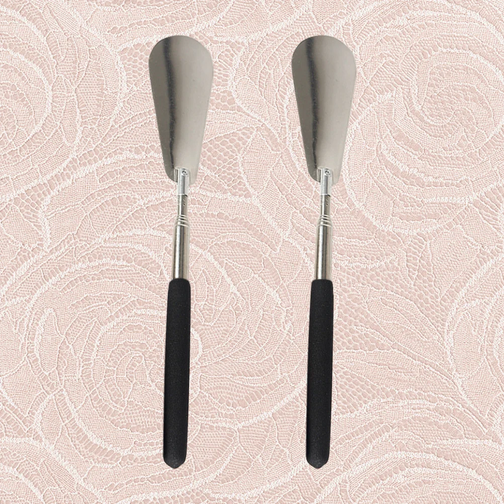 

2pcs Stainless Steel Telescopic Shoehorn 75Cm Long Handle Lifter Lightweight Durable Shoe Horn For Easy Shoe Removal Portable