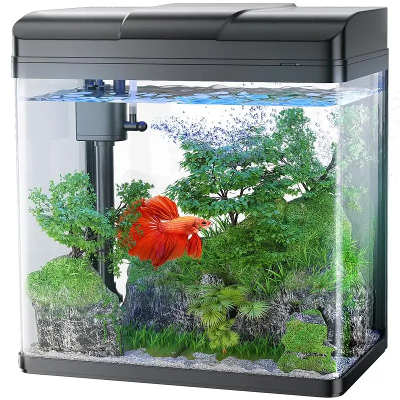 Fish Tank 1.7 Gallon Glass Aquarium With Air Pump LED Light Filter Small Fish Tank For Betta Fish Starter Kit Aquarium Fish Tank