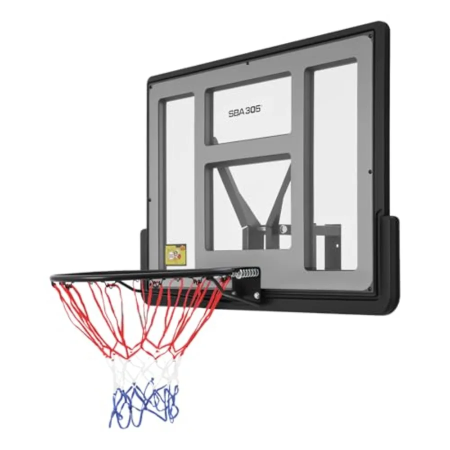 

Настенное крепление для баскетбола, 44 x 30 дюймов, баскетбольная дека с регулируемой высотой и обод, настенное крепление, небьющееся уличное Wa