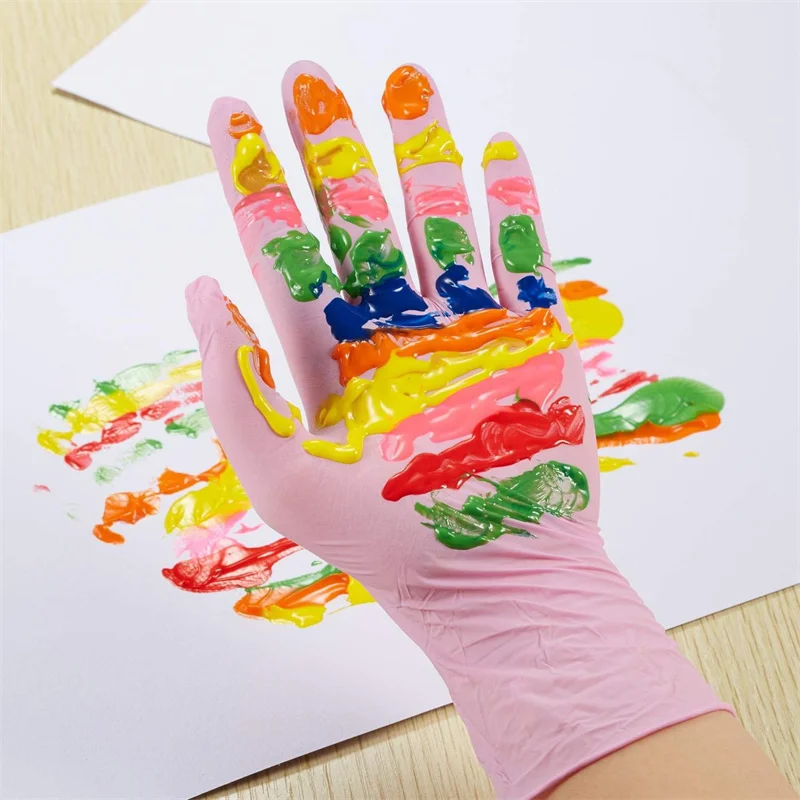 Kids Disposable Nitrile Gloves Children Students 5-15 Years Powder Free Gloves for Crafting Painting Gardening Cleaning­ Gloves