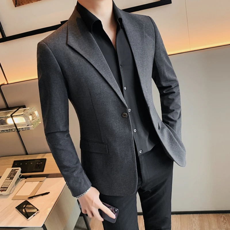 High Quality Autumn Men's Suit Jacket Casual Business Blazer Masculino Slim Fit Wedding Groom Social Dress Coat Costume Homme