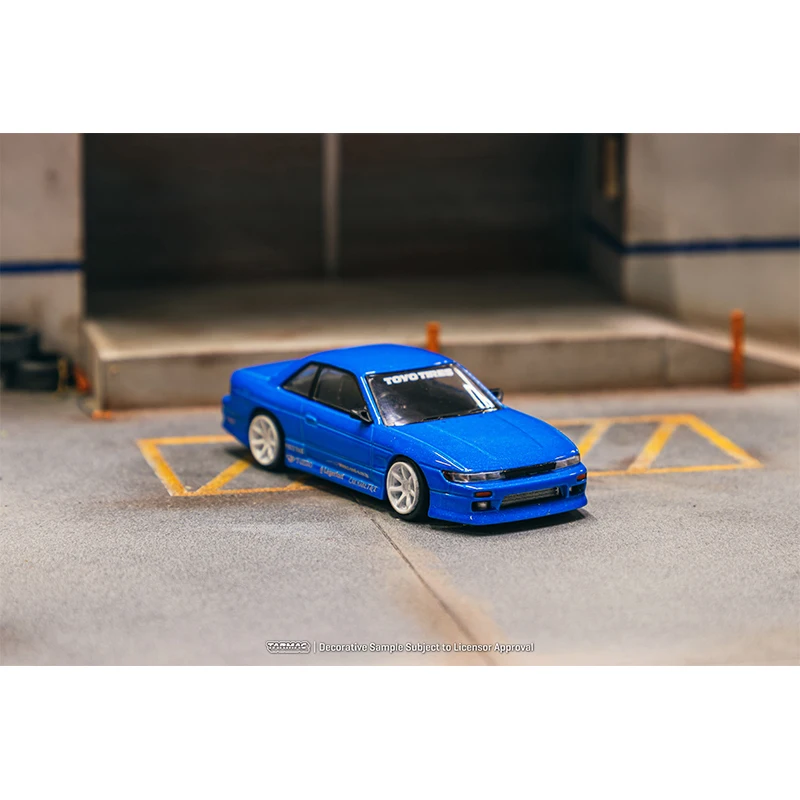 TW In Stock 1:64 VERTEX Silvia S13 Blue Metallic TOYO TIRES Diecast Diorama Car Model Collection Miniature Toys Tarmac Works