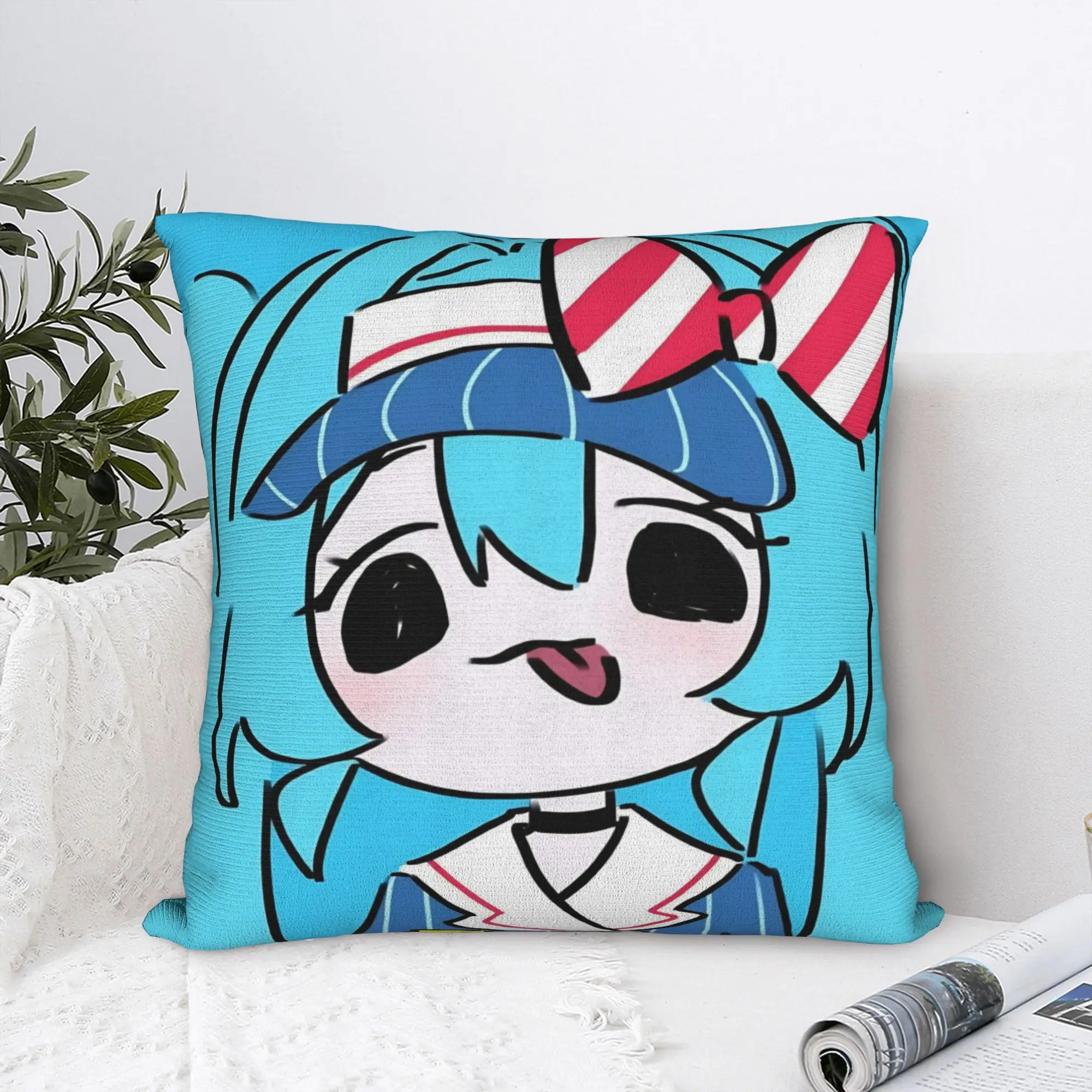 Virtual Singer Mesmerizer Kasane Teto Square Pillow Case Kawaii Cushion Cover Zippered Decorative Pillowcover for Sofa 40x40cm