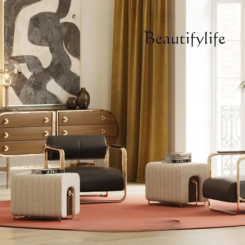 

NEW Nordic minimalist designer soft bag bedside stool hotel model room shoe change stool fabric low sofa