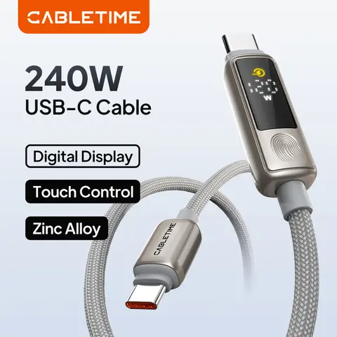 CABLETIME USB C Cable 240W Magnetic Type C Cable Fast Charging cable for iphone charging cable for MacBook Laptop Smasung S25