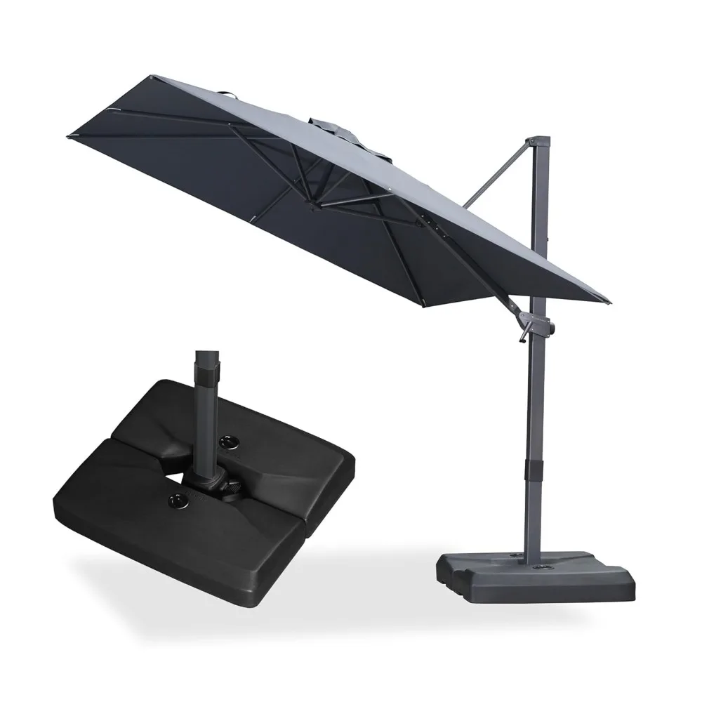 

8' × 8' Patio Cantilever Umbrella with Base Outdoor Square Adjustable Offset Umbrellas with 360-degree Rotation, Customized