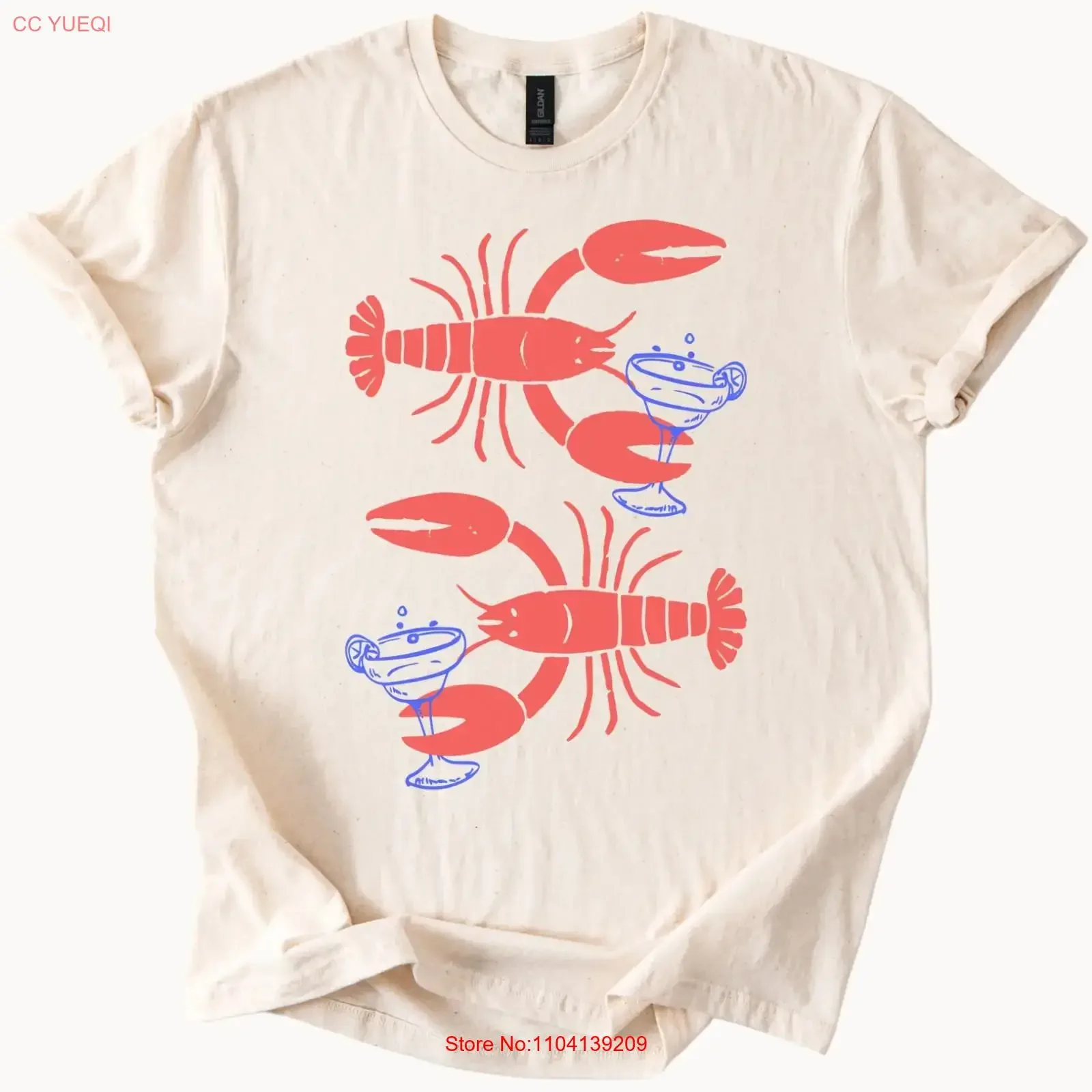 Lobster Margarita T Shirt Fun Red Lobsters and Cocktails Beach vintage Washed Comfortable Unisex graphic fashion