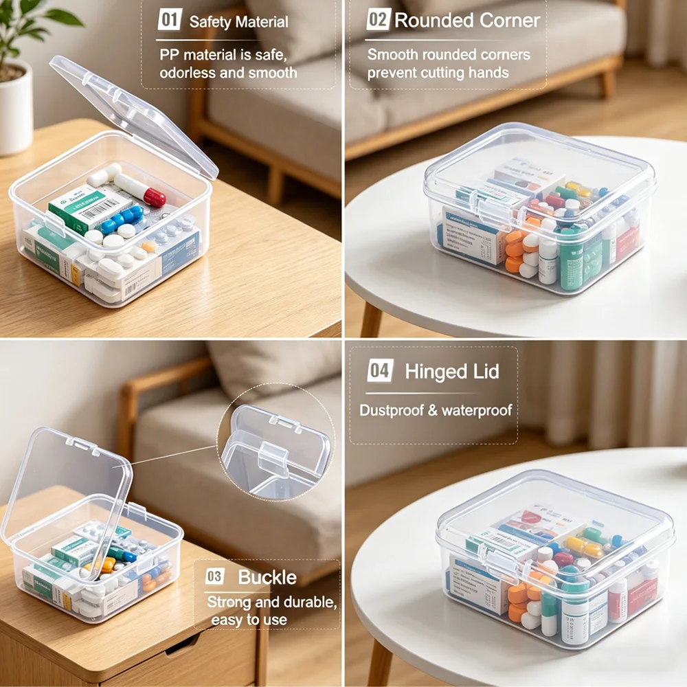 Multipurpose Storage Box with Multiple Individual Boxes Desktop Organizer for Pills Cosmetics Small Accessories