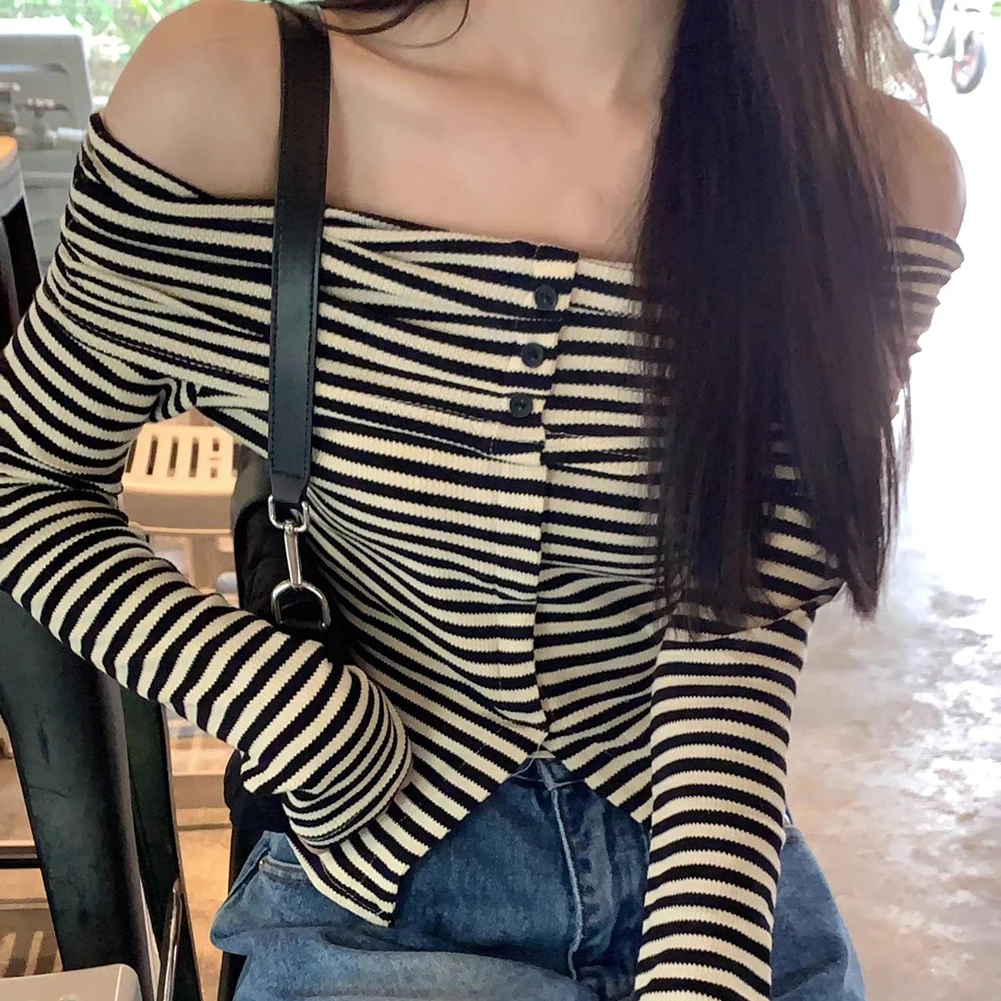

Casual Outing One Shoulder T-shirt Casual Wear Autumn Wear Comfortable Fit Daily Wear Fashionable Look Polyester Fabric