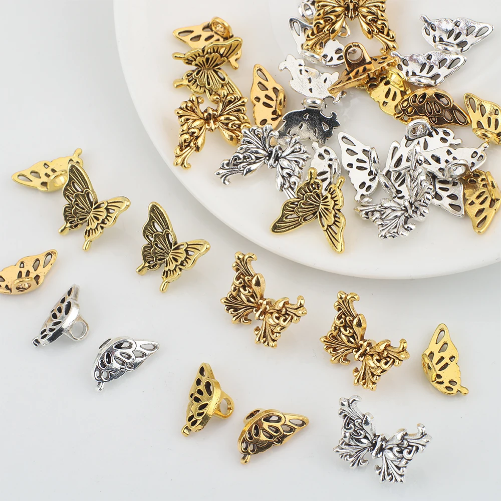 20pcs/lot Gold Color Plated Alloy Vintage Butterfly Beads Metal Charms For Earring Necklace Departments DIY Jewelry Accessories