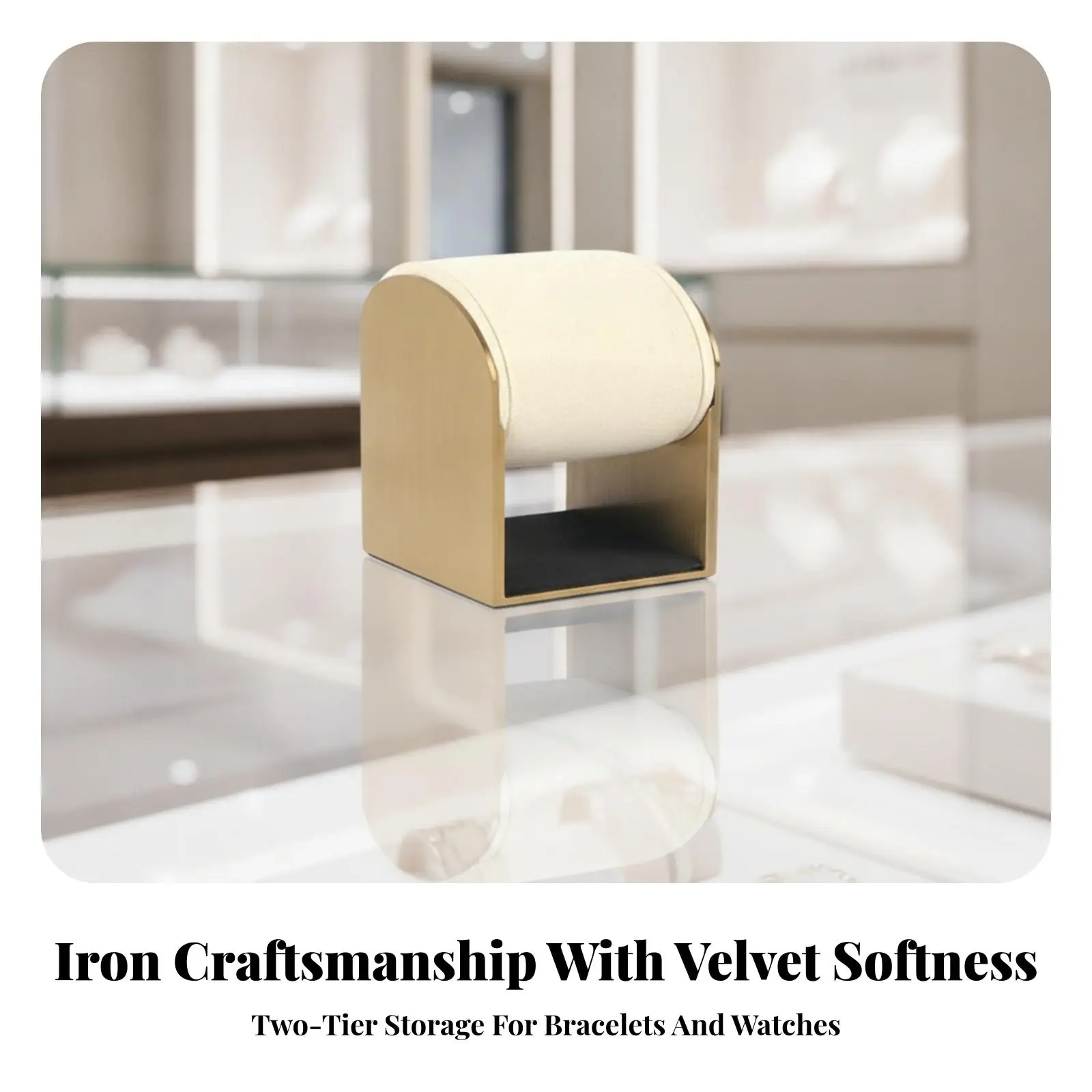 Compact Arched Jewelry Stand with Padded Metal Frame for Earrings Rings Watches Display Counter Organizer for Retail Home