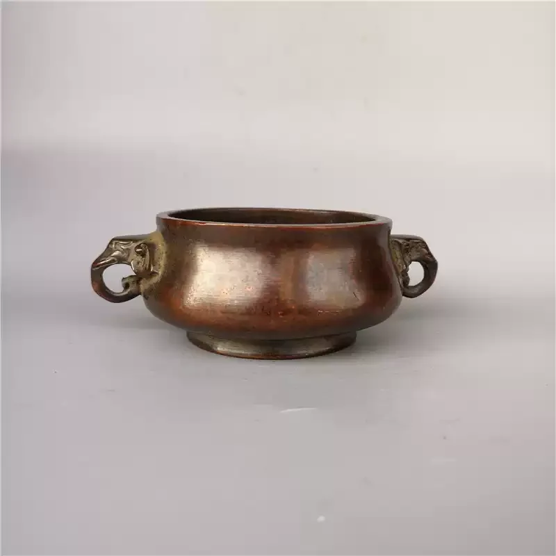 Vintage Copper Elephant Ear Censer Antique Chinese Incense Burner Old Patina Desktop Tabletop Decoration Collectible