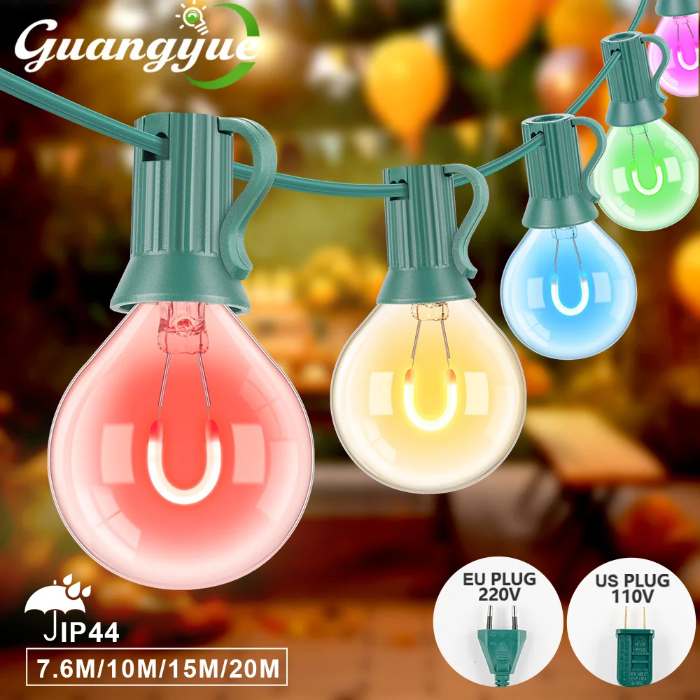 

Outdoor Colorful String Lights G40 Vintage Christmas Decoration Lights for Patio Garden Party 1.5W 110V 220V E12 LED Globe Bulbs