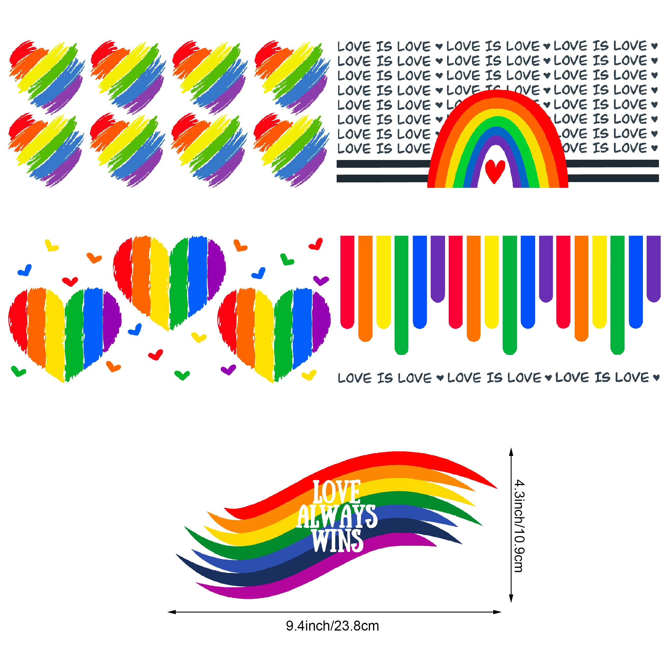 5 sheets of Rainbow,UV grade waterproof scratch-resistant self-adhesive paper,3D crystal DIY mugs,water bottles,glass cups