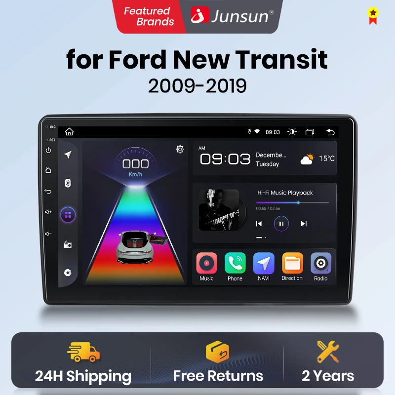 Junsun V1 Android 12 CarPlay Android Auto Radio For Ford New Transit 2009-2019 4G Car Multimedia GPS 2din autoradio