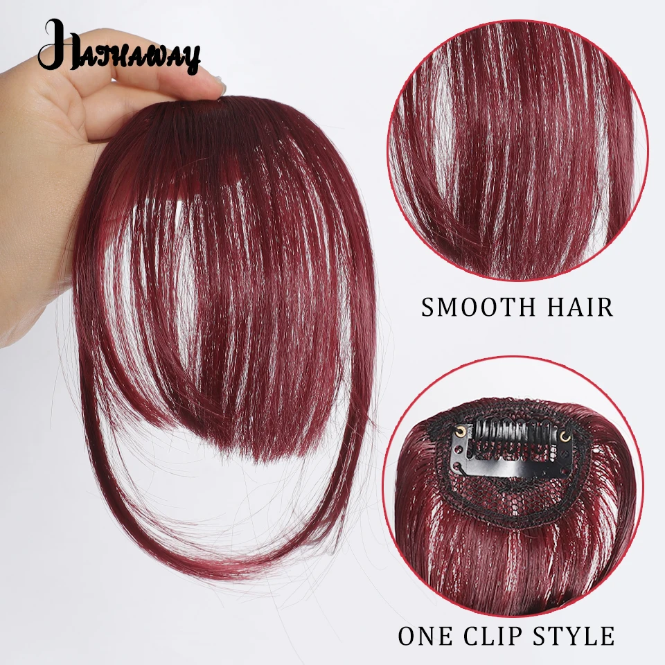 Synthetic Clip Air Bangs Hair Clip-In Extension Synthetic Fake Fringe Natural Hairpiece For Women Clip In Bangs Black Brown Bang