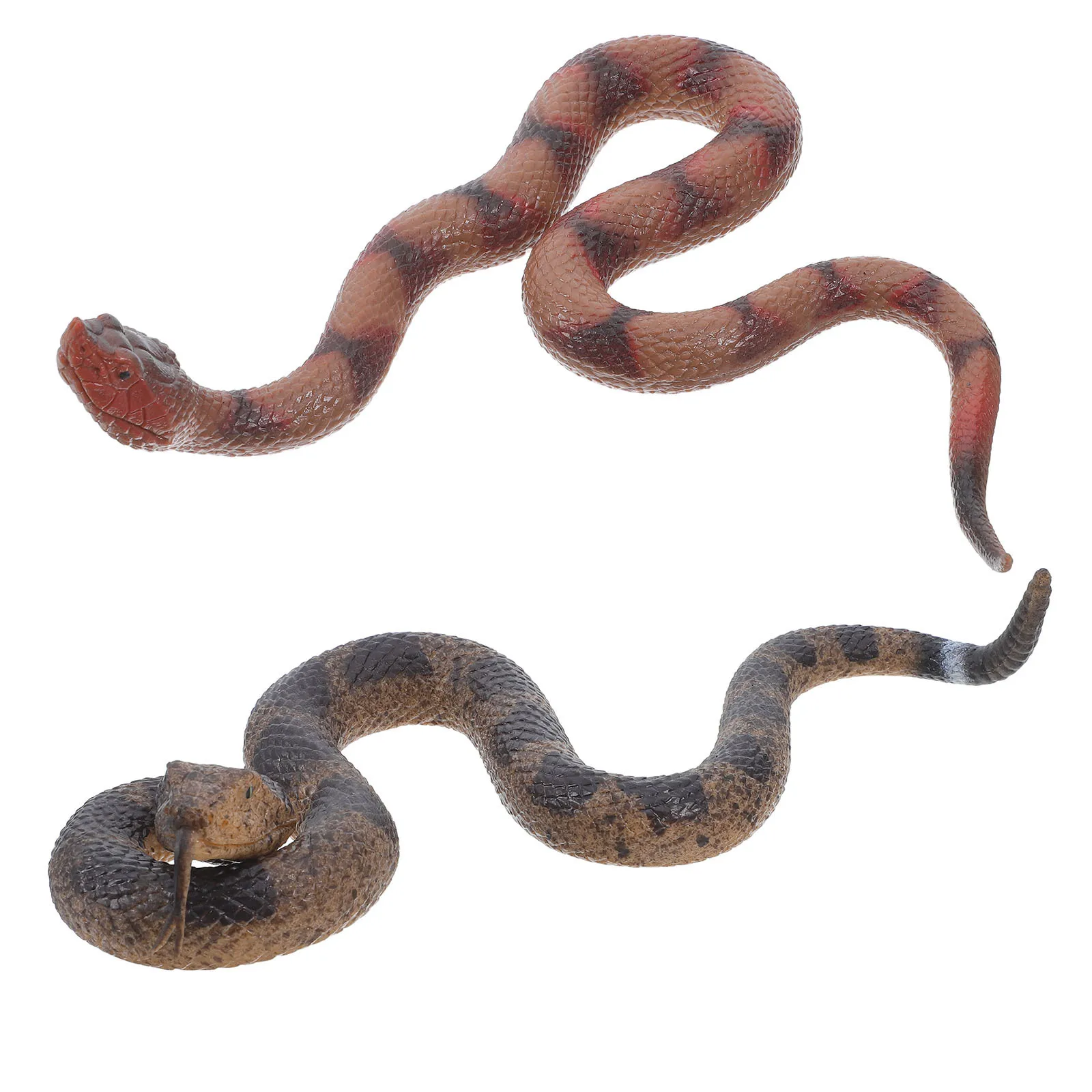 

2pcs Realistic Lifelike Rubber Rattlesnake Fake Prank Snake For Halloween Garden Decor Scary Prank Props Flexible Rubber Snake