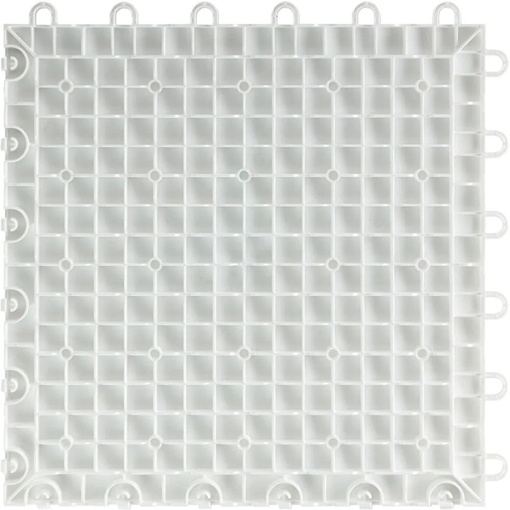 Azulejos de piso de garaje de diamante entrelazados: blanco de 12 pulgadas, juego de 50 piezas para una instalación y durabilidad rápidas