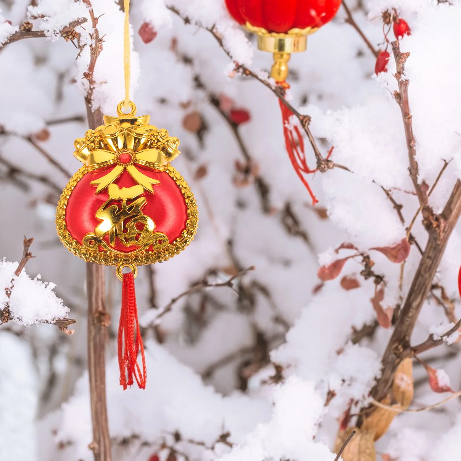 

2pcs New Year Pendant Chinese Style Hanging Decor For Spring Festival Party Door Bonsai Festival Supplies Luck Bag Ornament