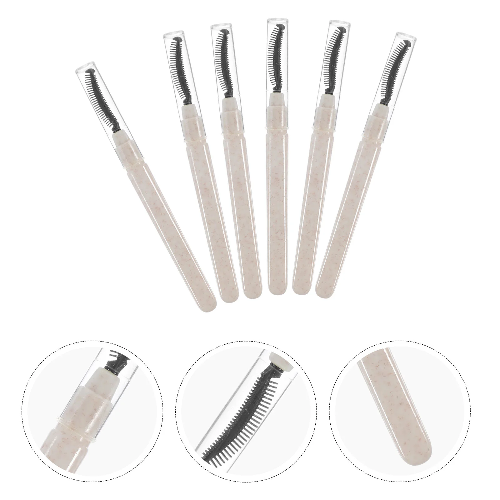 6 Pcs Silicone Eyelash Brush Mascara for Extensions White Caps Travel Size Reusable Lash Combs Makeup Tools Eyebrow