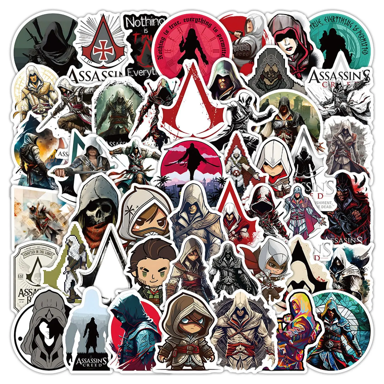 

10/52PCS Assassin's Creed Game Cartoon Stickers Water Proof DIY Stickers Decoration Notebook Mobile Guitar Suitcase Graffiti Toy