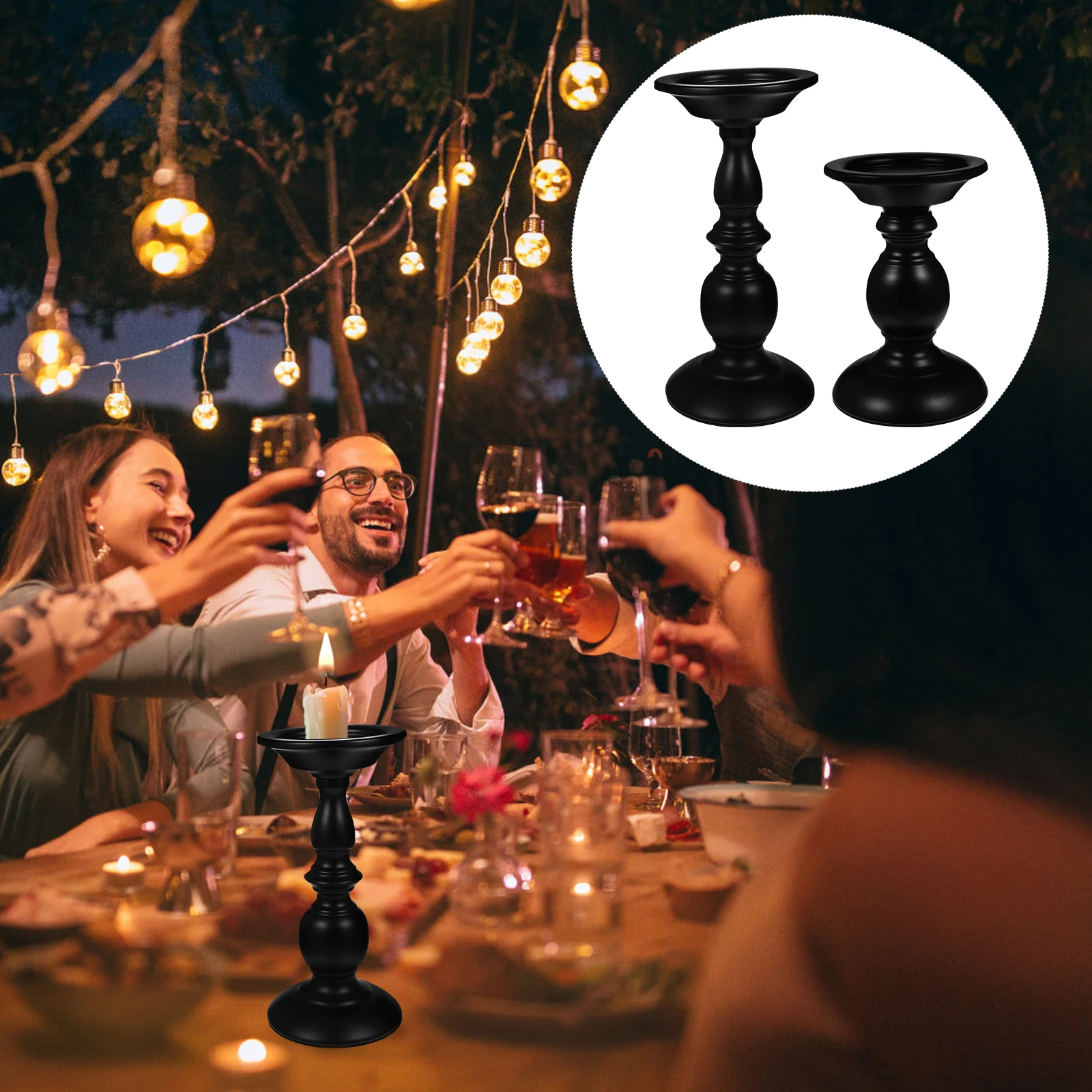 

2pcs Vintage Candlestick Decorative Holder Retro Desktop Wedding Christmas Party Gift Home Decoration Single Head