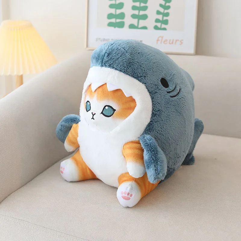 New Lovely Shark Cat Plush Toy Soothing Baby Kids Sleep Soft Pillow Birthday Present for Girlfriend Schoolmate Festivals Gift