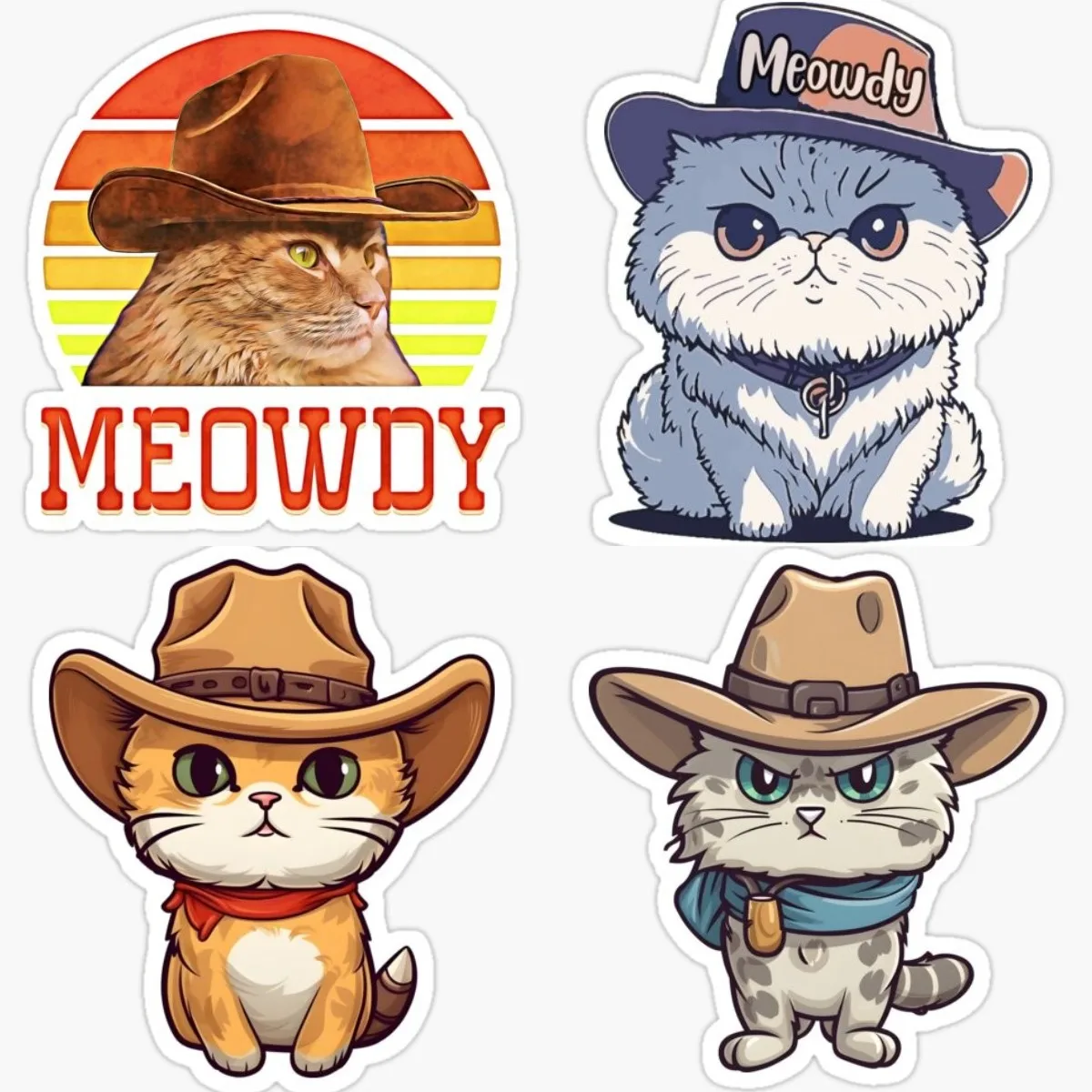 Personality Meowdy Texas Cat Meme Sticker Outdoor Rated Vinyl Sticker Decal for Windows, Bumpers, Laptops Decoration