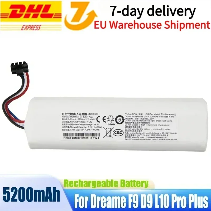 Batterie de remplacement 14,4 V P2008-4S2P-MMBK P2150-4S2P-XWDLS pour aspirateur Xiaomi Mijia 1T Dreame S10 D9 F9 L10Pro L10Plus