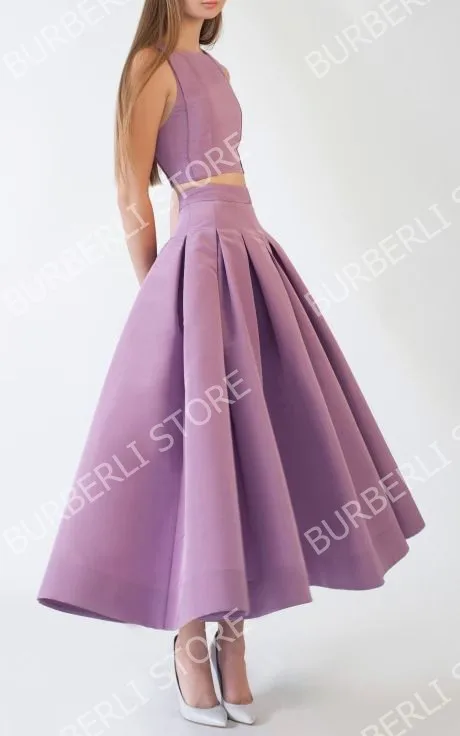 Fashion Stain Long Women's Skirts Puffy Draped Ruffle Prom Party Skirt High Quality Taffeta Ankle Length Lavender Female Skirts