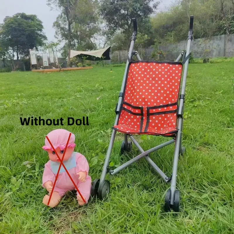 1Pcs Durable Interactive Dolls Pram Stable Baby Stroller With T-Shaped Belt Baby Doll Stroller Toy Pretend Play Doll Accessories